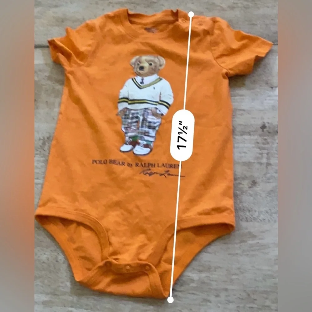 Ralph Lauren Toddler Sz 24m Lifeboat Orange Polo Bear‎ Cotton Jersey Bodysuit